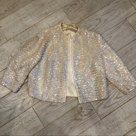 Vintage 1955-63 Cropped, 3/4 Sleeve Sequin Jacket - Picture 8 of 9
